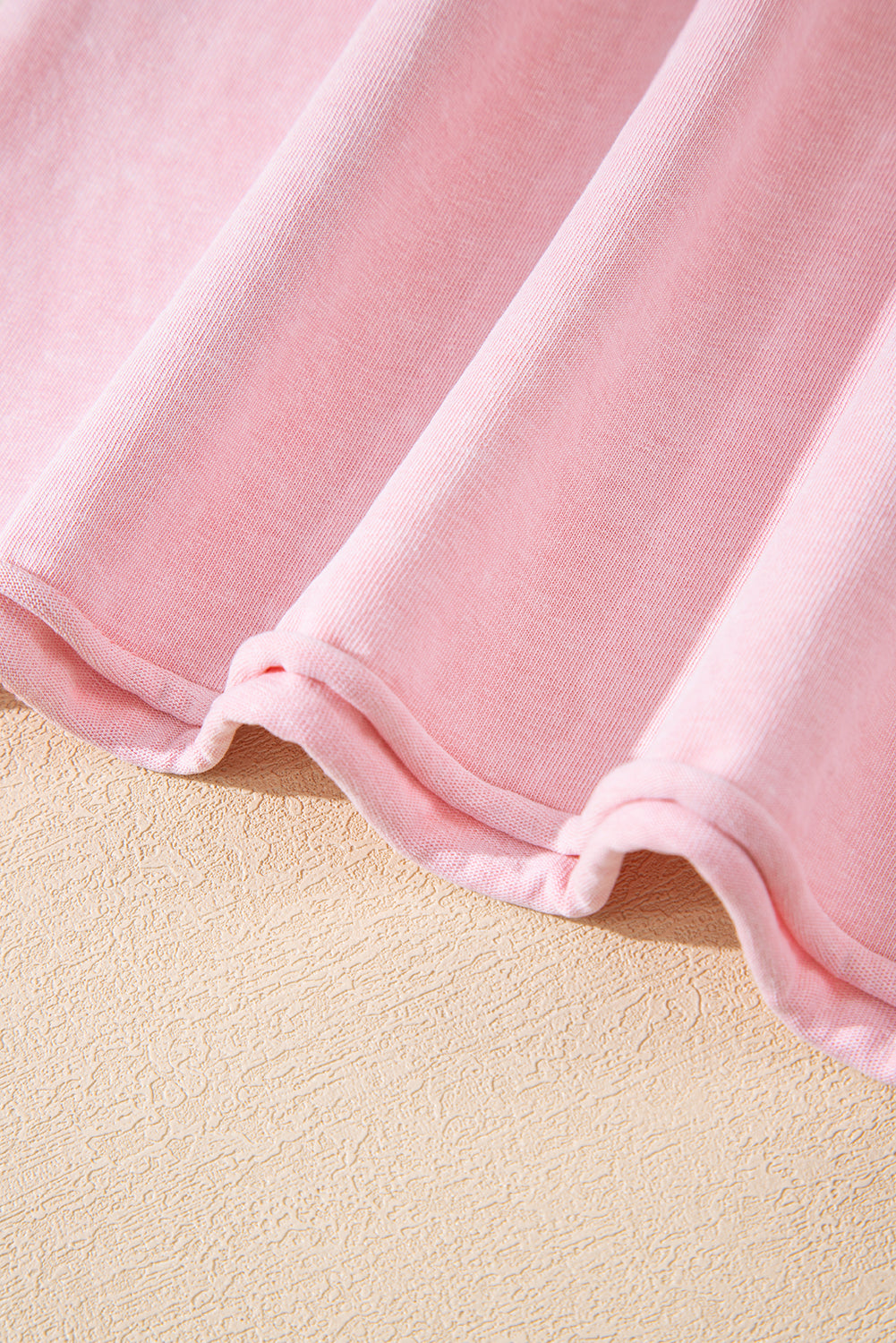 Light Pink Acid Wash Star Patched Rolled Trim Pants Set