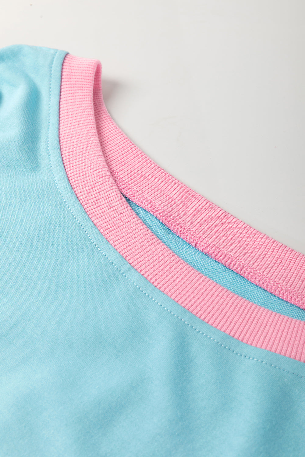 Turquoise Plus Size Contrast Trim T Shirt and Skirt Two Piece Set