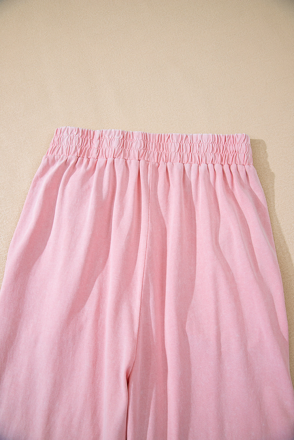 Light Pink Acid Wash Star Patched Rolled Trim Pants Set
