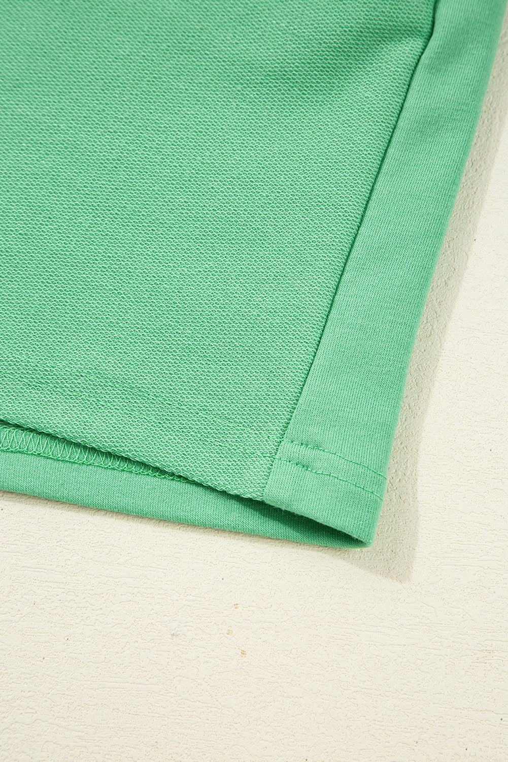Mint Green Plus Size V Neck Tee Patched Pocket Drawstring Shorts Set