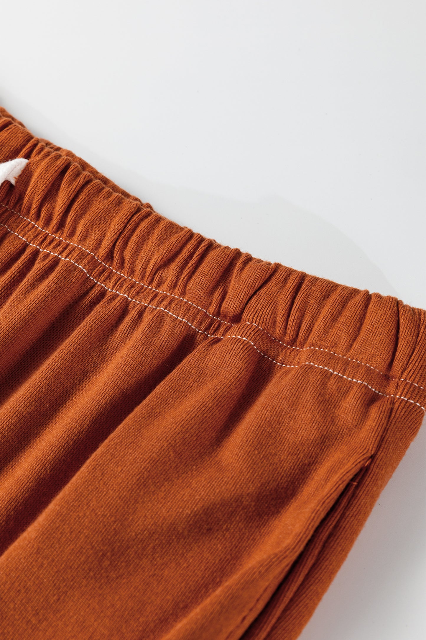 Grapefruit Orange Contrast Stitching Buttoned V Neck Half Sleeve Top and Drawstring Flare Pants Set