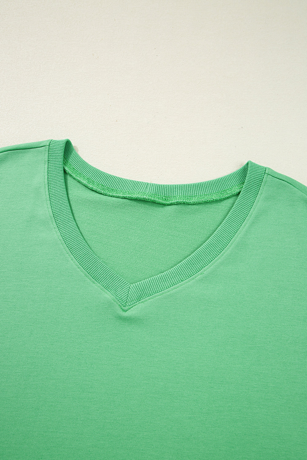Mint Green Plus Size V Neck Tee Patched Pocket Drawstring Shorts Set