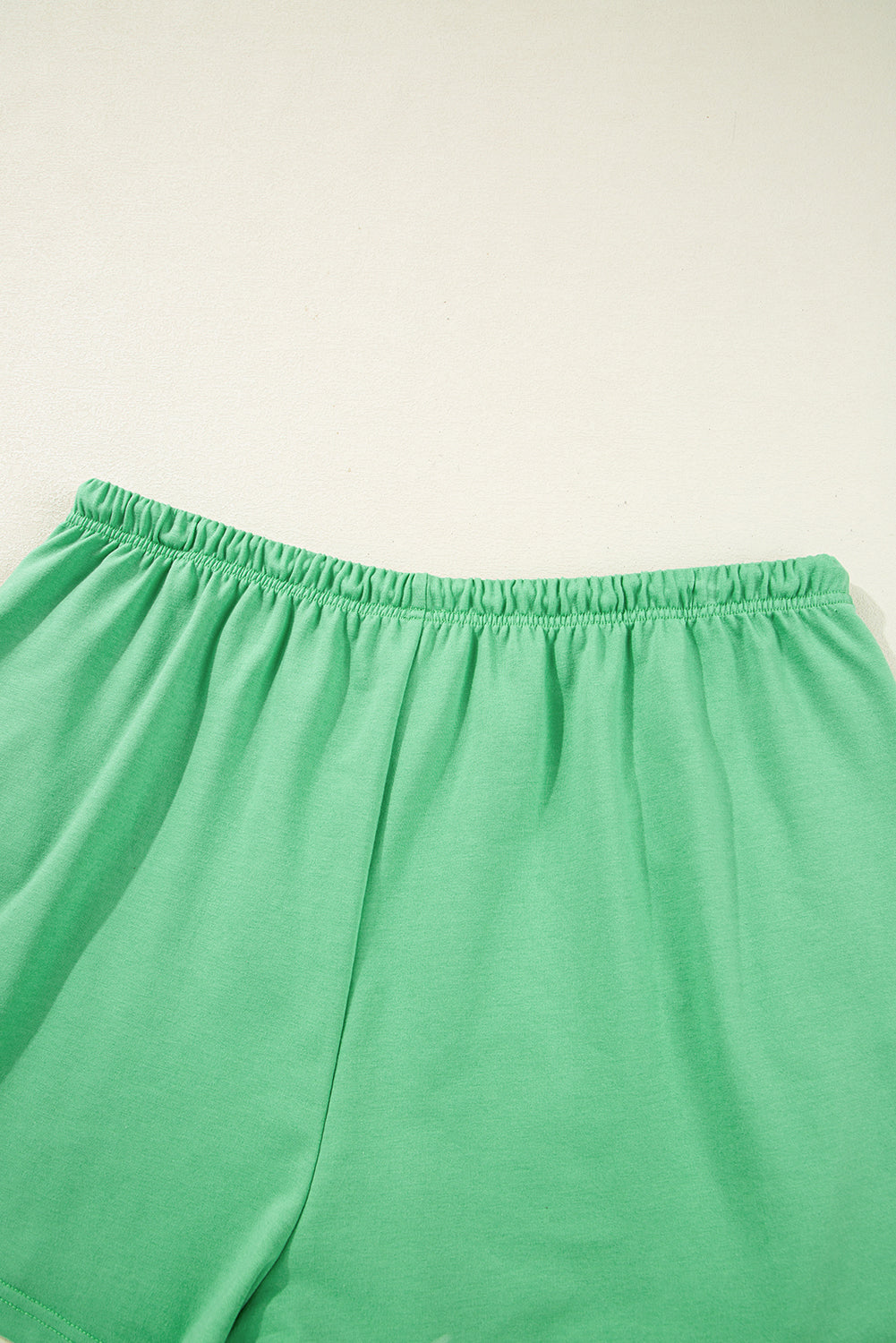 Mint Green Plus Size V Neck Tee Patched Pocket Drawstring Shorts Set