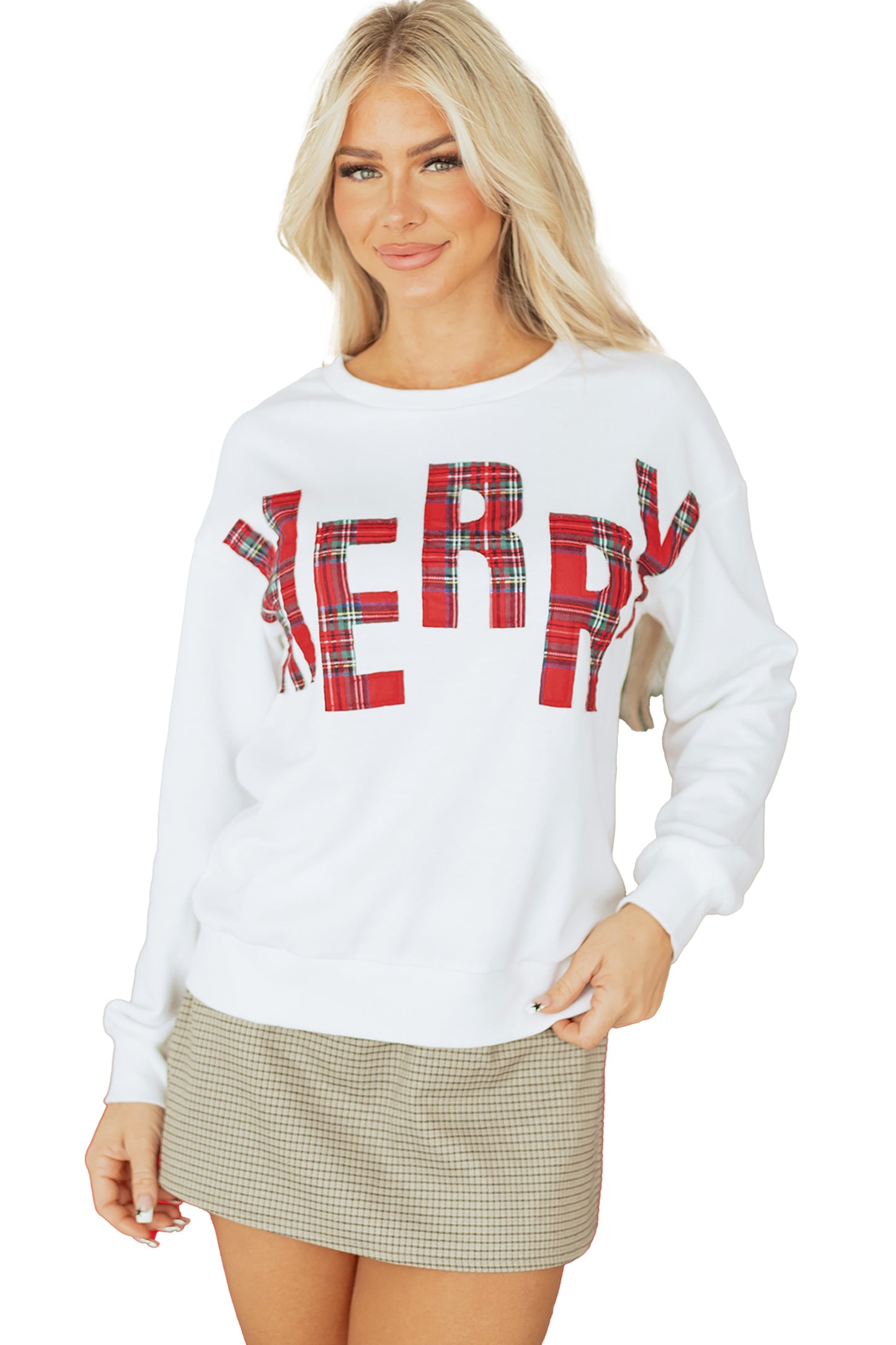 White Plaid MERRY Christmas Vacation Sweatshirt