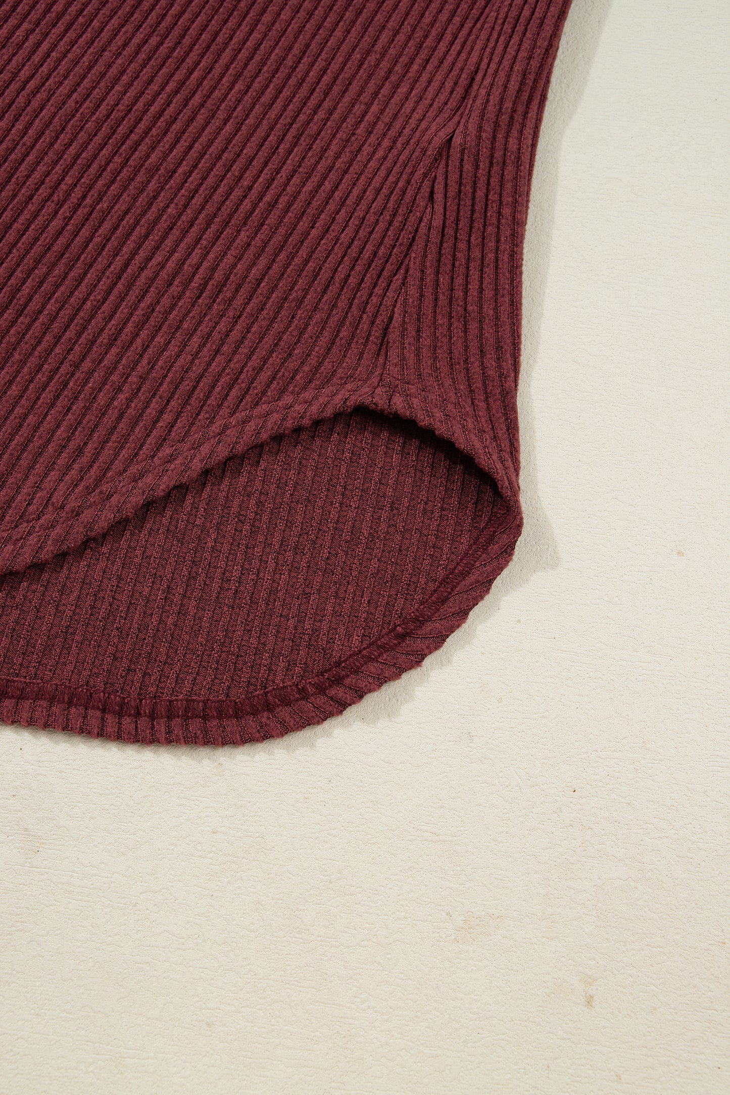 Wild Ginger Plus Size Ribbed Button Decor Long Sleeve Loose Top