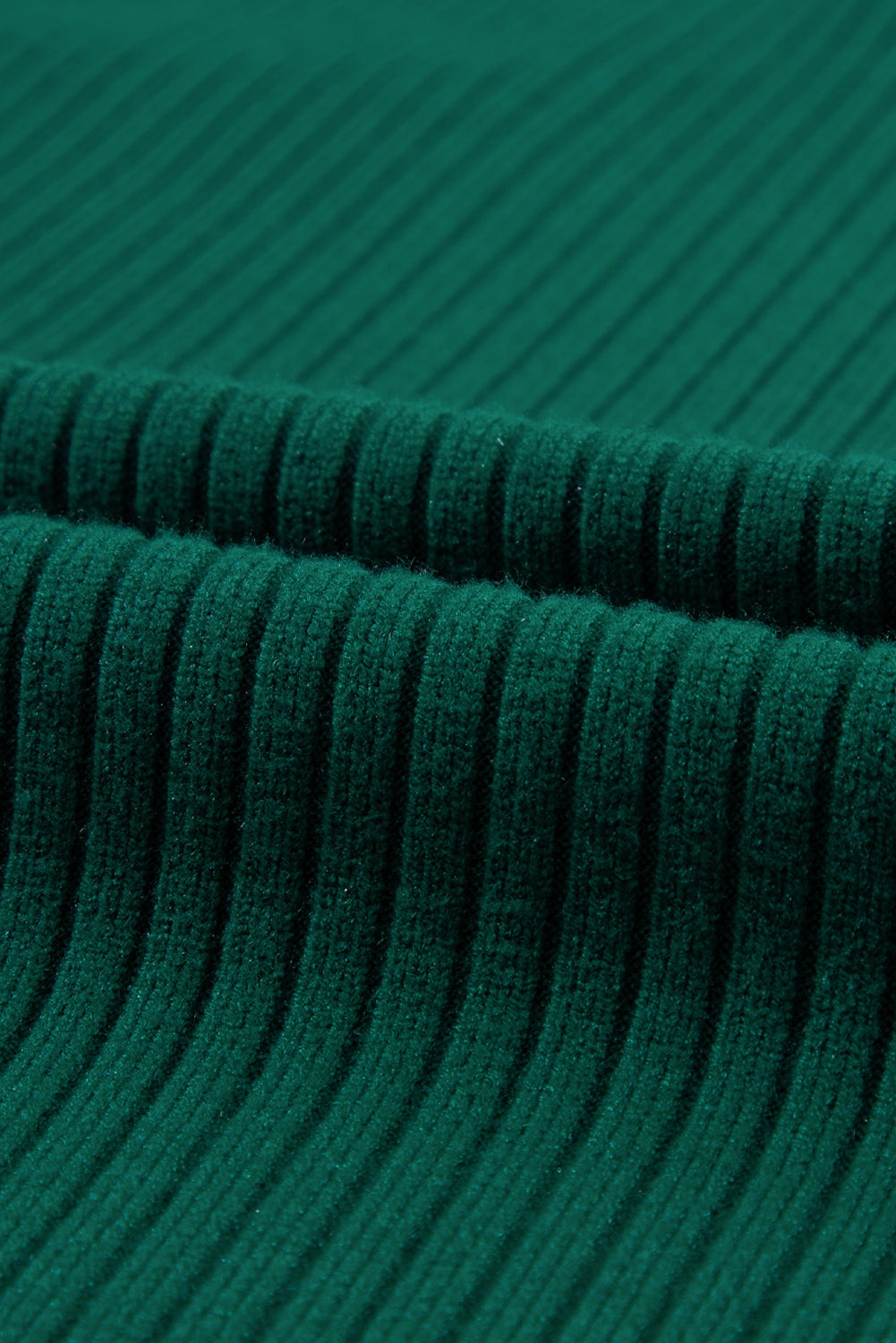 Blackish Green Patch Pocket Ribbed Knit Short Sleeve Sweater Dress