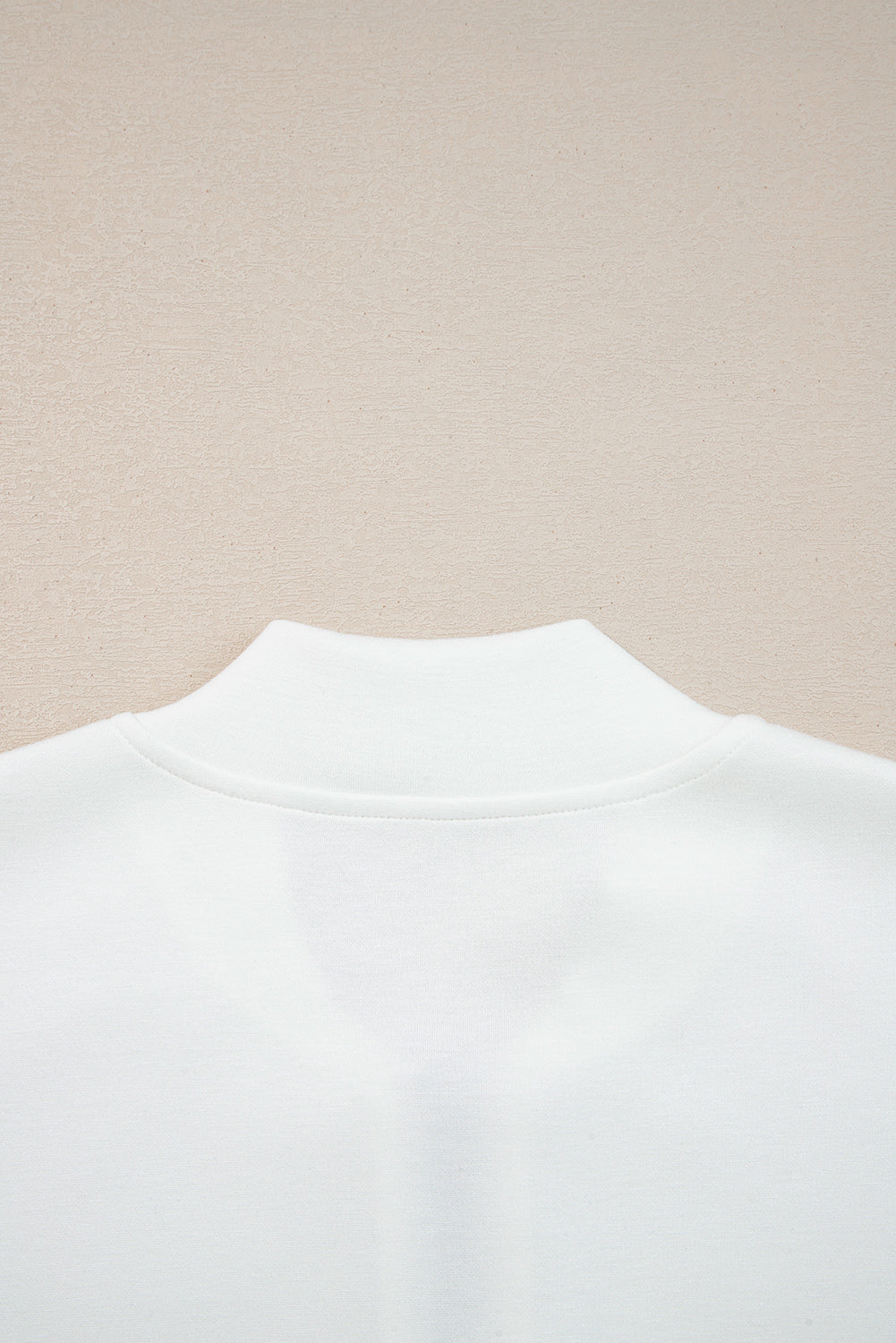 White Solid Color Zip Up Knit Puff Sleeve Jacket