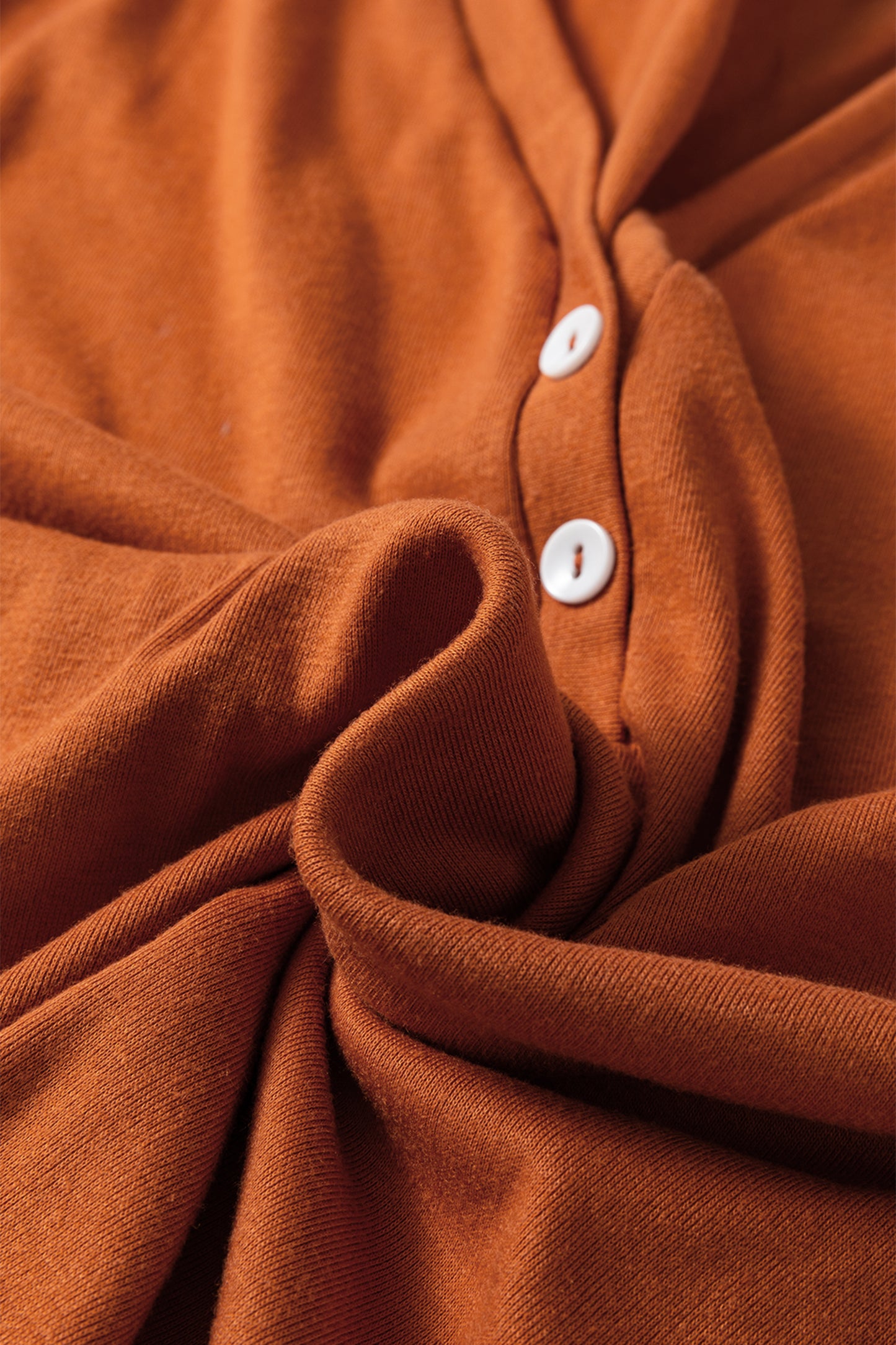 Grapefruit Orange Contrast Stitching Buttoned V Neck Half Sleeve Top and Drawstring Flare Pants Set