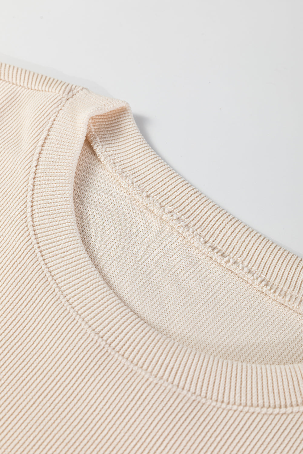 Jet Stream Solid Color Textured Knit Drop Shoulder Pullover Drawstring Shorts Set