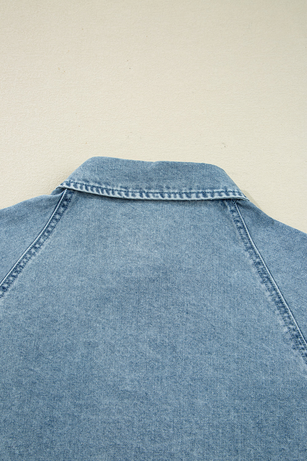 Beau Blue Smocked Cuffs Flared Denim Shirt Mini Dress