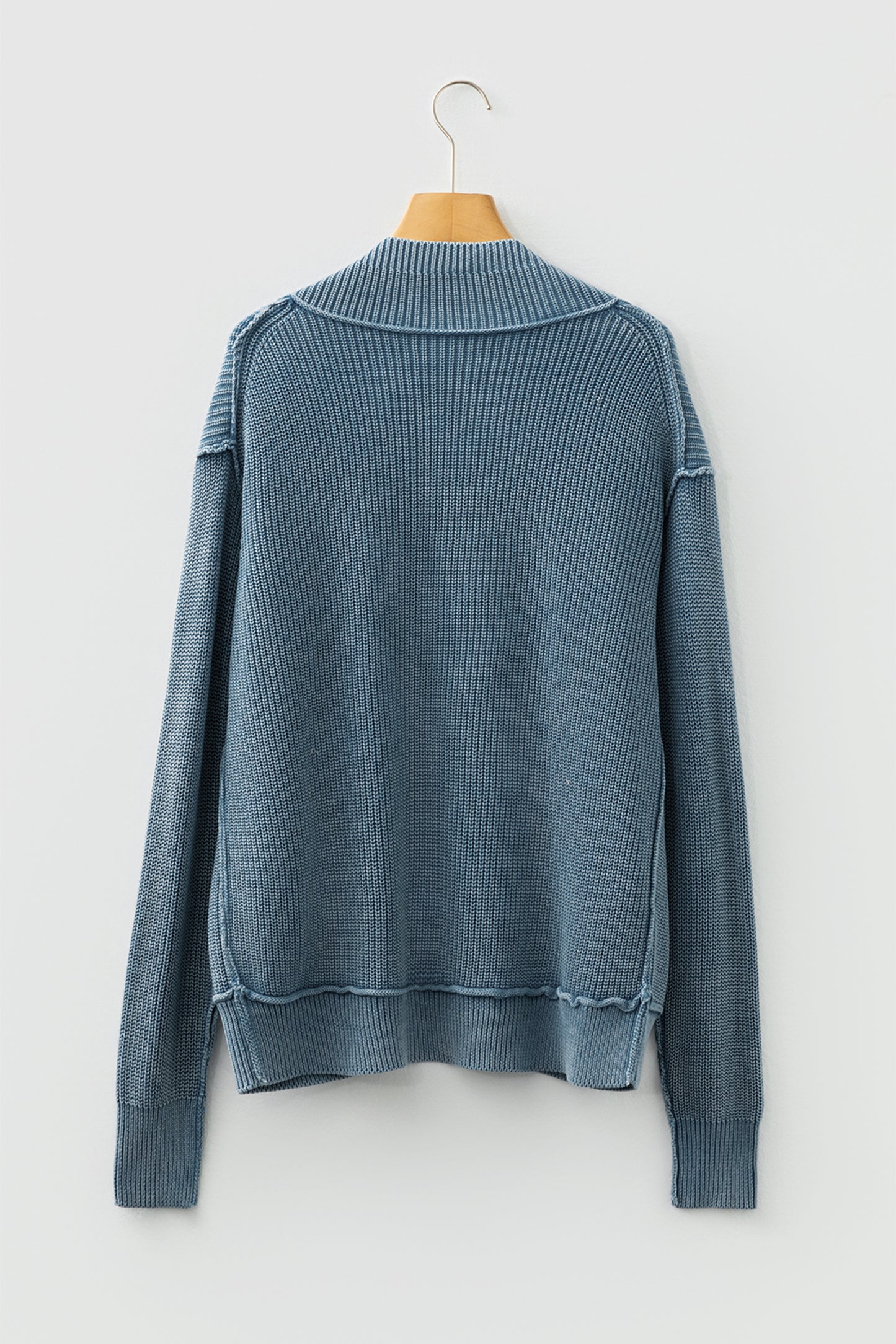 Evergreen Mineral Wash Exposed Seam Patchwork Knit Open Sweater Cardigan