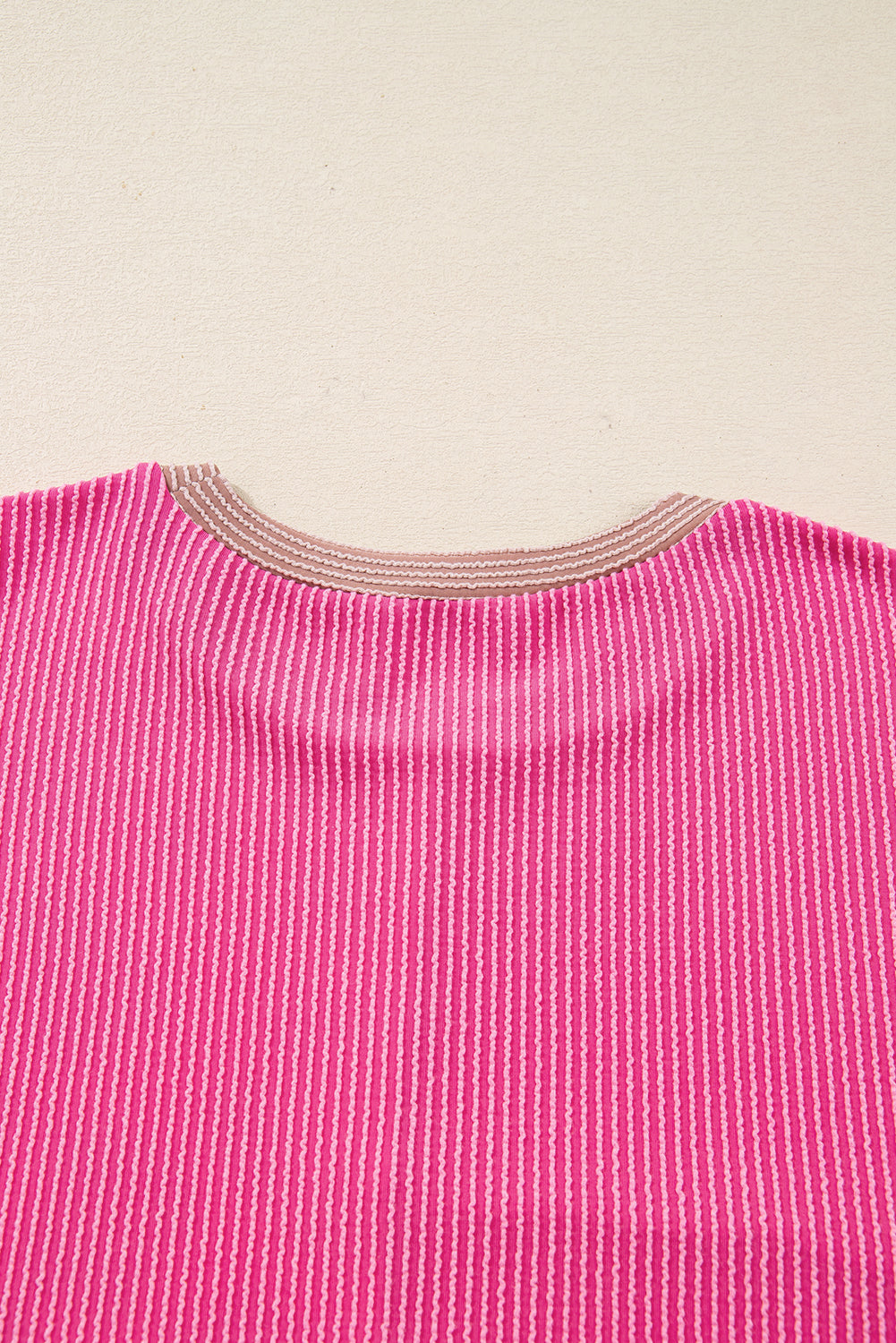 Rose Red Plus Size Twisted Ribbed Color Block Leopard Patchwork Long Sleeve Top