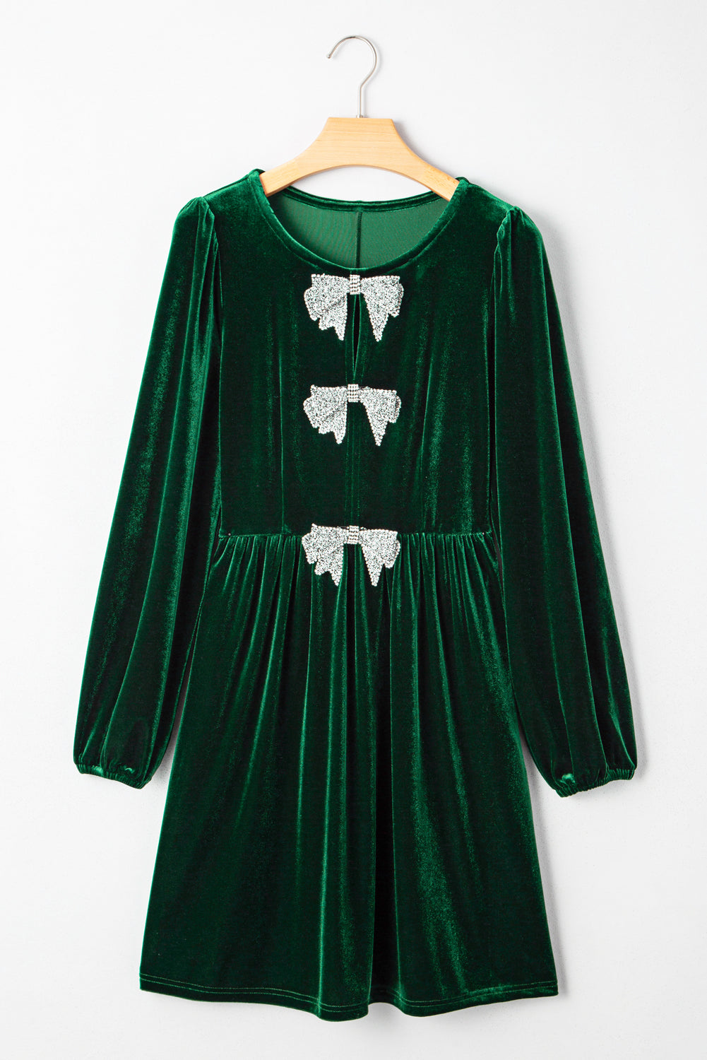 Evergreen Bowknot Decor High Waist Velvet Mini Dress 11 1