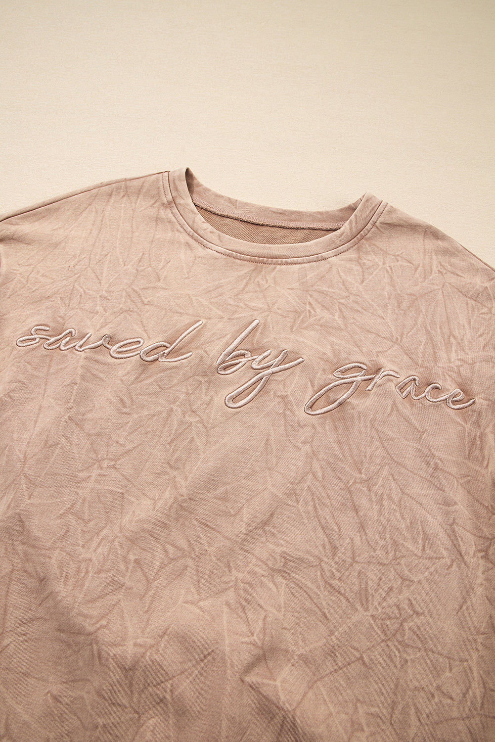 DUNE saved by grace Letter Embroidery Mineral Wash Loose Sweatshirt