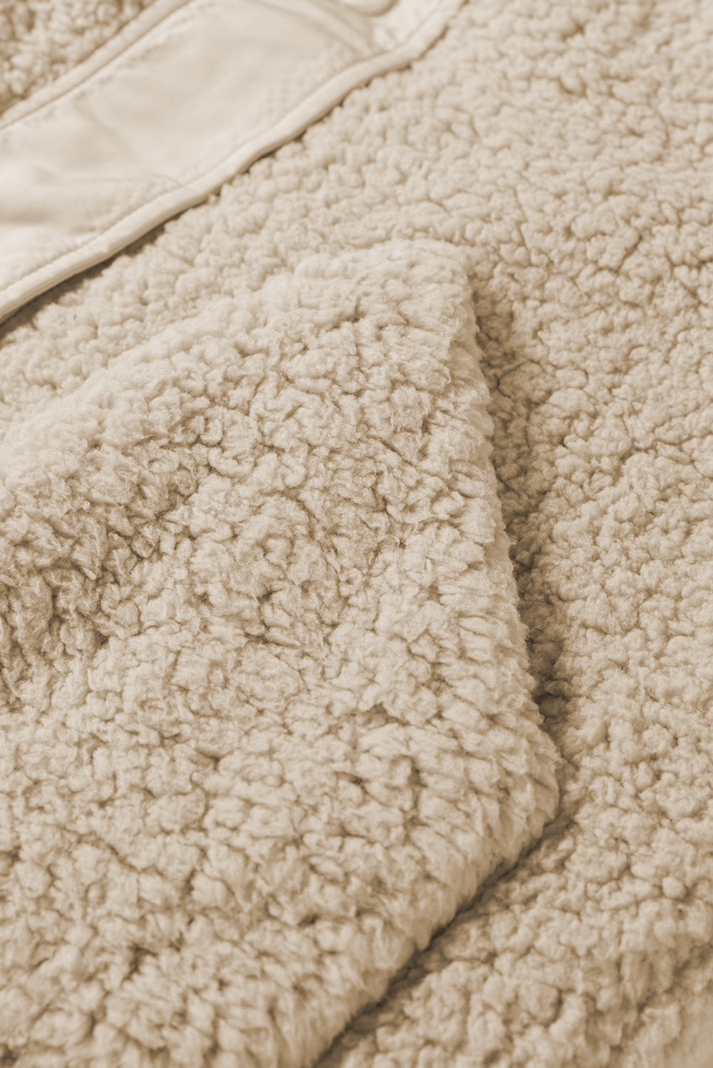 Beige Faux Fur Snap Button Front Knot Side Plush Vest with Pockets