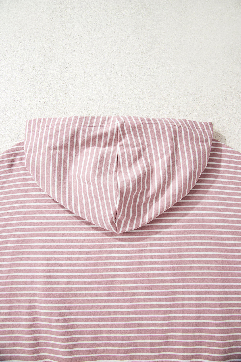 Purple Stripe Thumbhole Side Slits Drop Shoulder Loose Fit Hoodie