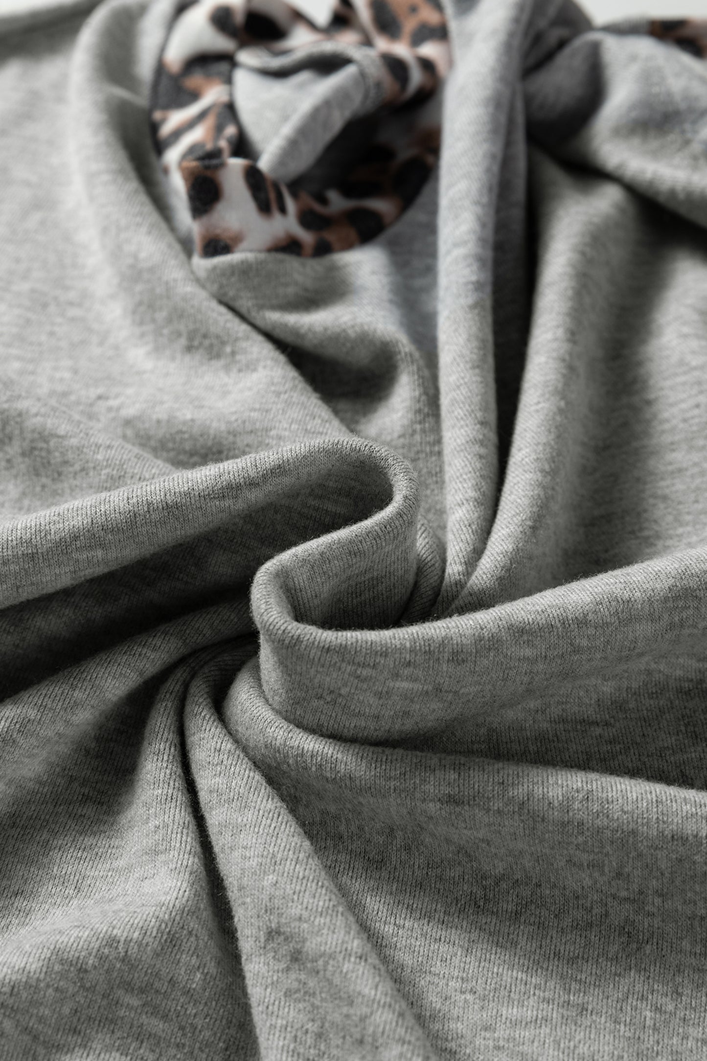 Gray Color Block Leopard Patchwork Dolman Sleeve High Low Baggy Sweatshirt